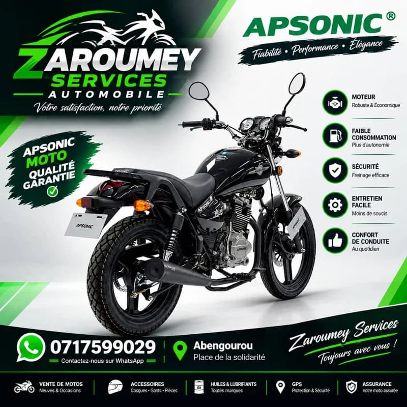 Affiche Officielle Zaroumey Service Apsonic Moto
