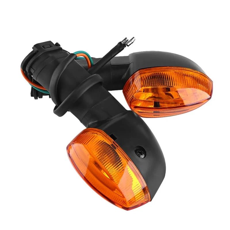 Paire de Clignotants Noirs avec Cabochons Oranges