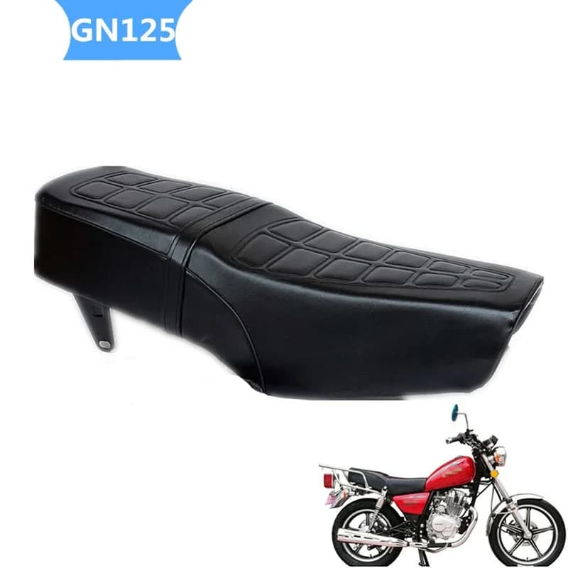 Selle Moto Classique GN125 Noire avec Fixations